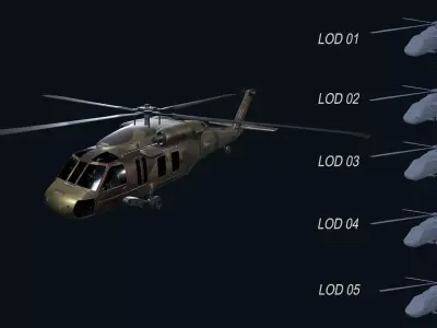 Asset - Army - UH60 BlackHawk - 3D MODEL Low-poly Low-poly 3D model