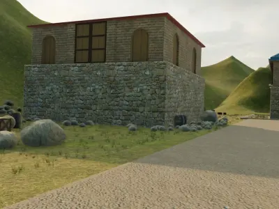 Mountain Village Landscape 3D model 3