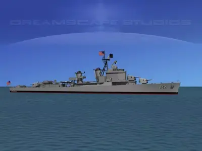 Gearing Class Destroyer DDR-842 USS Fiske 3D model
