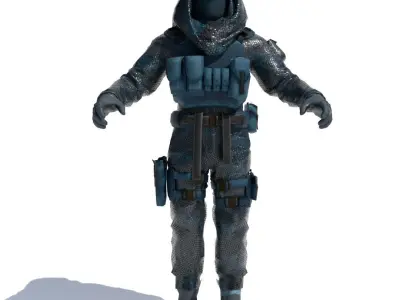 Navy Diver Low-poly 3D model