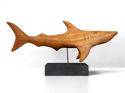 Vintage Carved Teak Shark 3D model