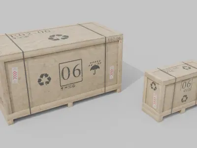Customizable Wooden Crate Duo - Long Forms 3D model