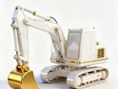 Ivory Elite Gilded Excavator 3D Model Low-poly 3D model