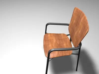 Modern wooden office chair Free low-poly 3D model