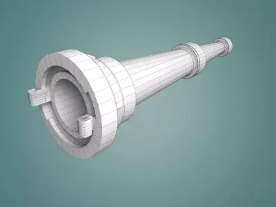 Firehose gun with handle 3D model Low-poly 3D model