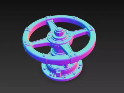 Industrial Sci-Fi Valve Wheel Control - PBR Low Poly Game Ready Low-poly 3D model