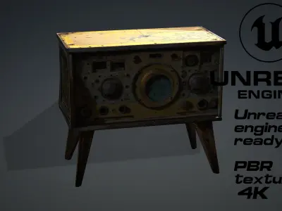 Old Steampunk televisor - vintage - Gas Mask game ready UE5 FBX Low-poly 3D model