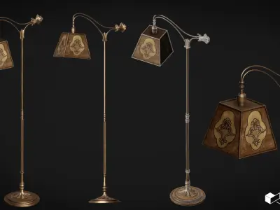 Art Deco Retro Lamp Low-poly 3D model