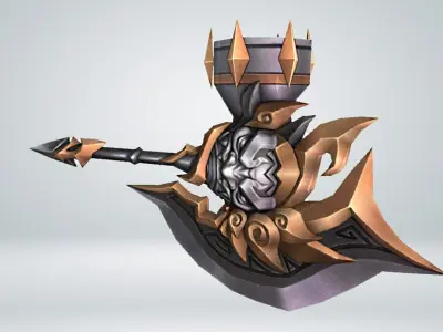 Futuristic Axe Low-poly 3D model 2