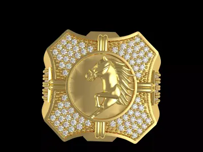 Horse Diamond  Hip Hop Ring 3D print model