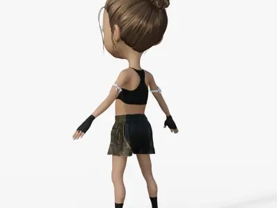 Cartoon Boxer girl Rigged 3D model