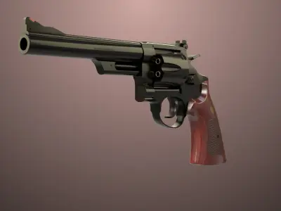 Revolver 01 Model M29 All PBR Unity UE Textures Low-poly 3D model