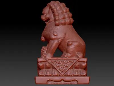  Stone lion statue China lion statue 3D print model