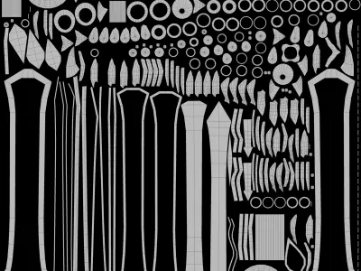 Fantasy Sword 25 With Scabbard 3D Model Low-poly 3D model