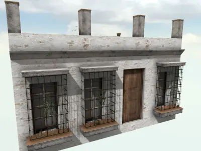 Old High-Quality 3D Colonial House Low-poly 3D model get