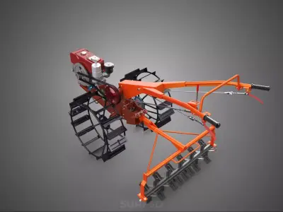 HEAVY DUTY WALK BEHIND TRACTOR PUDDLER PUDDLING POWER TILLER PRO 3D model