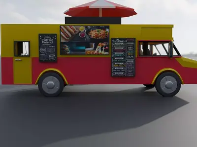 Food Truck Street Kitchen Mobile Catering Vehicle 3D model