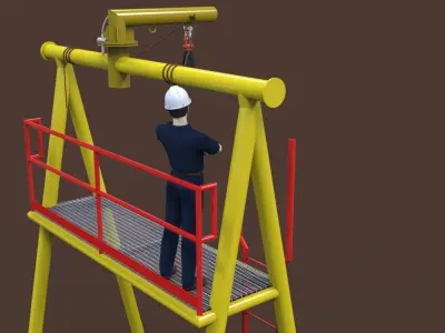 A frame davit crane temporary Free 3D model