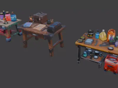 Free Workbench Tables Free low-poly 3D model