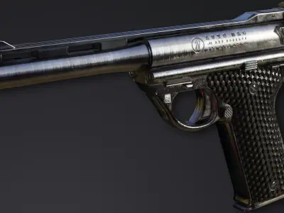 Automag Pistol with Rifle Modification Low-poly 3D model