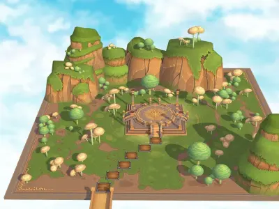 Asia Adventure Islands Low-poly 3D model