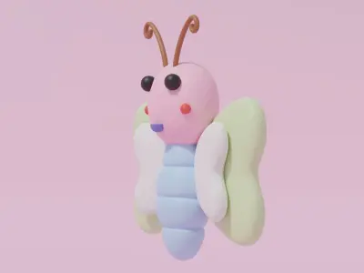 Cartoon Cute Butterfly 3 3D model