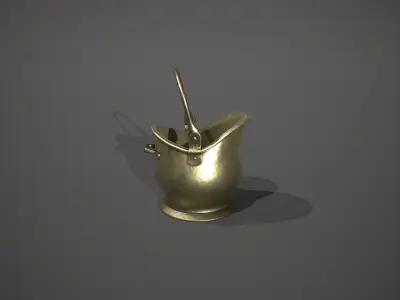 Brass Coal Scuttle - Coal Bucket Low-poly 3D model