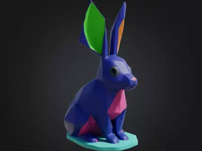 Low-Poly Geometric Rabbit  3D Decorative Model Free 3D print model