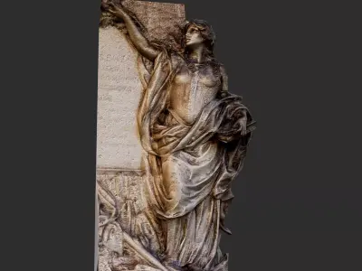 ancient nymph monument corner wall part PBR photogrammetry Low-poly 3D model