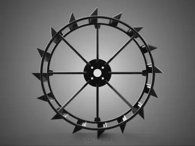 CAGE WHEEL TRACTOR METAL TYRE TIRE RIM LUG PADDY RICE FIELD FARM 3D model