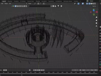 Eye Shaped Island Hangar Low-poly 3D model