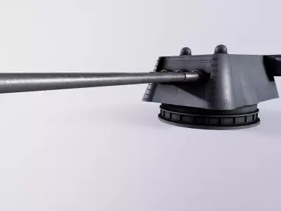 180-mm artillery mount MK-3-180 mod 1938 Low-poly 3D model