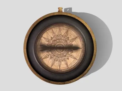 Antique Compass Low-poly 3D model