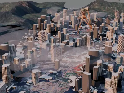 Large City for seen Hong Kong City Animated Free 3D model