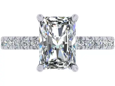 Radiant Stone Solitary Engagement Ring 3D print model