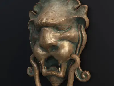 Old brass knocker Low-poly 3D model
