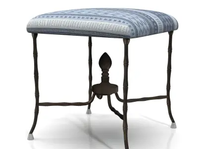 Antique Metal Stool With Seat Covered PBR 3D model