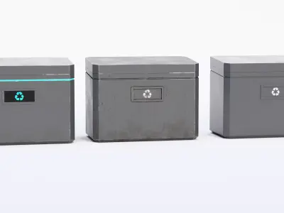 Sci-Fi Industrial Dumpster Pack Neon Dirty and Clean Low-poly 3D model