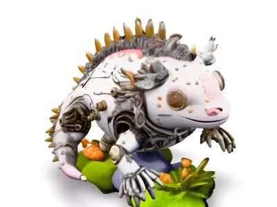 Steampunk Mechanical Lizard Low-poly 3D model purchase