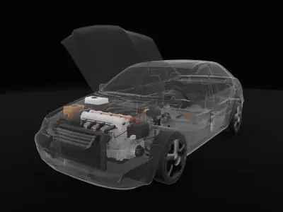 Car Chassis Engine Low Poly 3D Model  Game Ready Unity 6 Low-poly 3D model