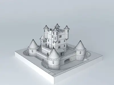 Fortress castle on field Free 3D model