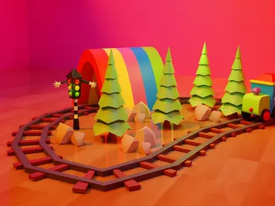 Train toy for Cartoon Low-poly 3D model