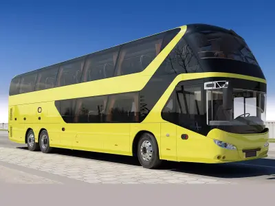 Double-Decker double decker bus on road 3D model