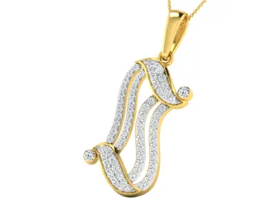 letter s diamond earring pendent set 3D print model