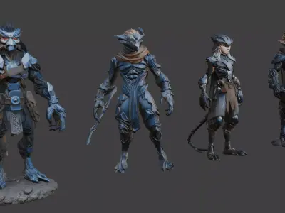 Cyberpunk Beast Hunters LowPoly Low-poly 3D model