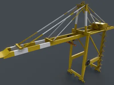 PBR Quayside Container Crane V2 - Yellow Light Low-poly 3D model