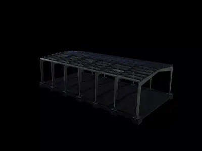 Industrial metal hangar 02 3D model