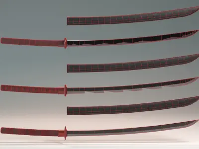 Simple Katana Bundle - Game Ready Low-poly 3D model
