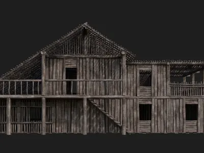 Old Wooden Building 4K Textures GameReady 183 Low-poly 3D model