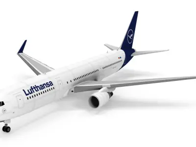 Boeing 767-300ER Lufthansa Airlines Low-poly 3D model